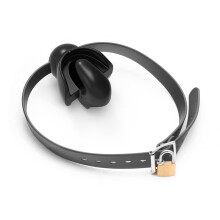 BDSM Mouth Gag with Adjustable Straps for Slave Roleplay Fetish Bondage Play (Black)