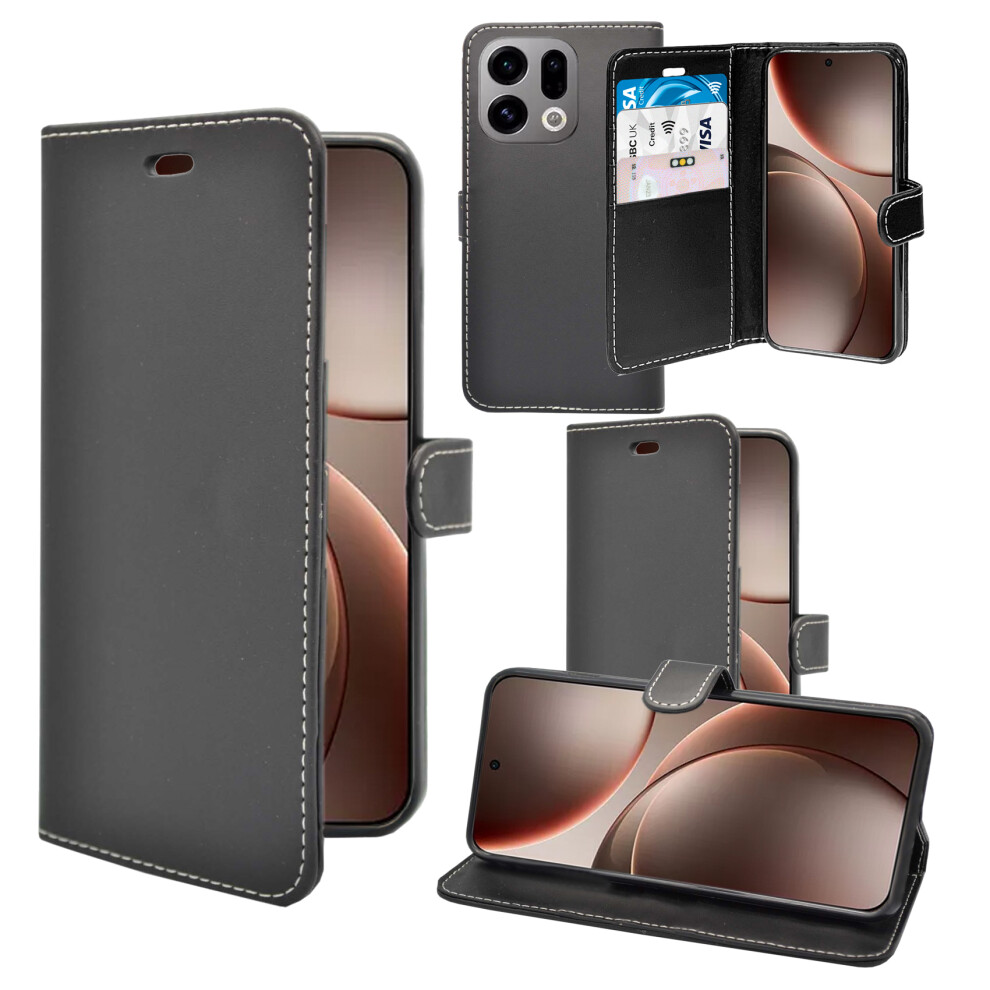 (Black) For Oppo Find X9 Wallet Flip Pu Leather Card Slot Pouch Case Black 3479241307358