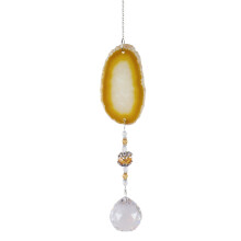 Μοναδικό πολύχρωμο κρύσταλλο Sun Catcher, Κουδούνια ανέμου με φέτες φυσικού αχάτη για