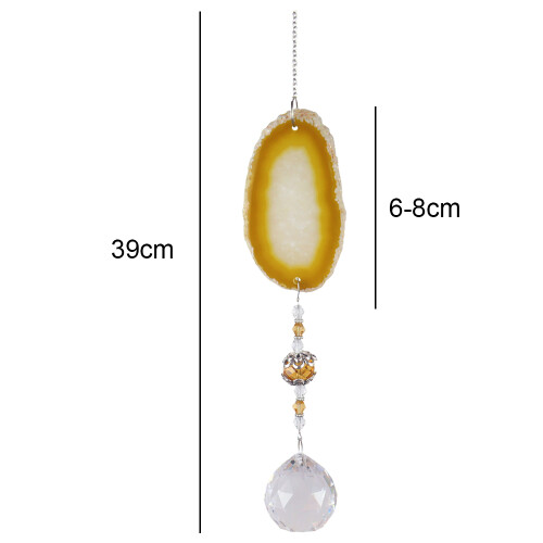 Μοναδικό πολύχρωμο κρύσταλλο Sun Catcher, Κουδούνια ανέμου με φέτες φυσικού αχάτη για 1