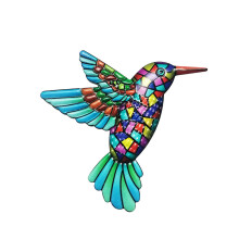 Decor suspendat pentru interior și exterior, artă murală metalică cu colibri, cu strat rezistent la intemperii, ușor de curățat, artă