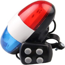 Clacson di sicurezza per bicicletta con luce LED, suono di polizia, suono di sirena forte, design impermeabile, effetto lampeggiante, montaggio