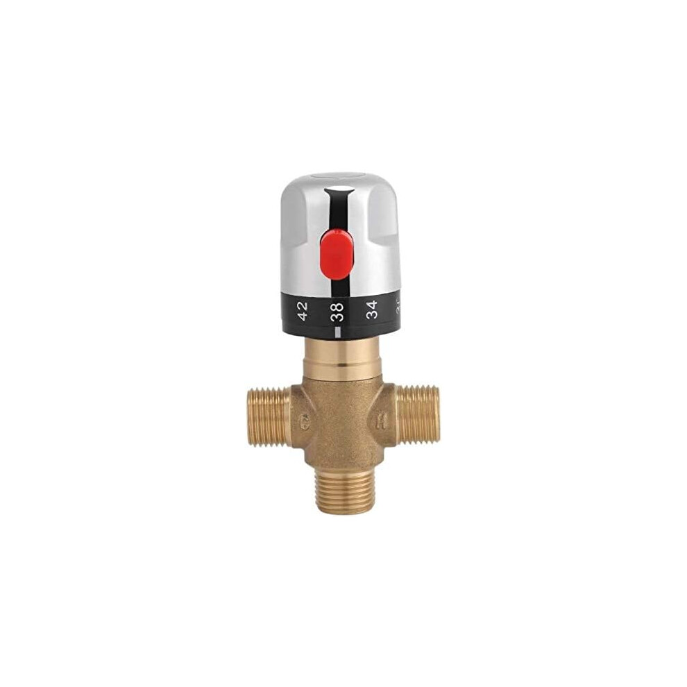 Temperature Control Valve, Solid Brass Construction With Thermal Thermostatic Function, Hot And Cold Water Inlet For Flexible Use, Easy Installation, 9454554111803