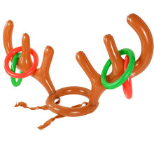 Weihnachtszauber: Wiederverwendbarer und robuster aufblasbarer Rentiergeweihhut mit Ringen für ein tolles Partyspiel – tragbar und leicht für