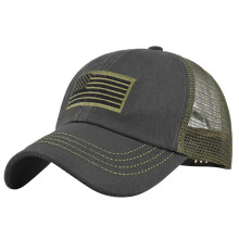 Tactical Mesh Camouflage Baseball Cap with American Flag Embroidery for Hiking and Climbing Army Green
