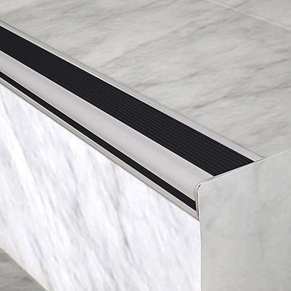2M NonSlip Stair Edge Protector PVC Rubber AntiSlip Tread Cover for Indoor Outdoor Safety Black