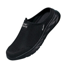Men's Mesh Clogs Slip On Garden and Beach Sandals Quick Dry Breathable Water Shoes Black 7 UK