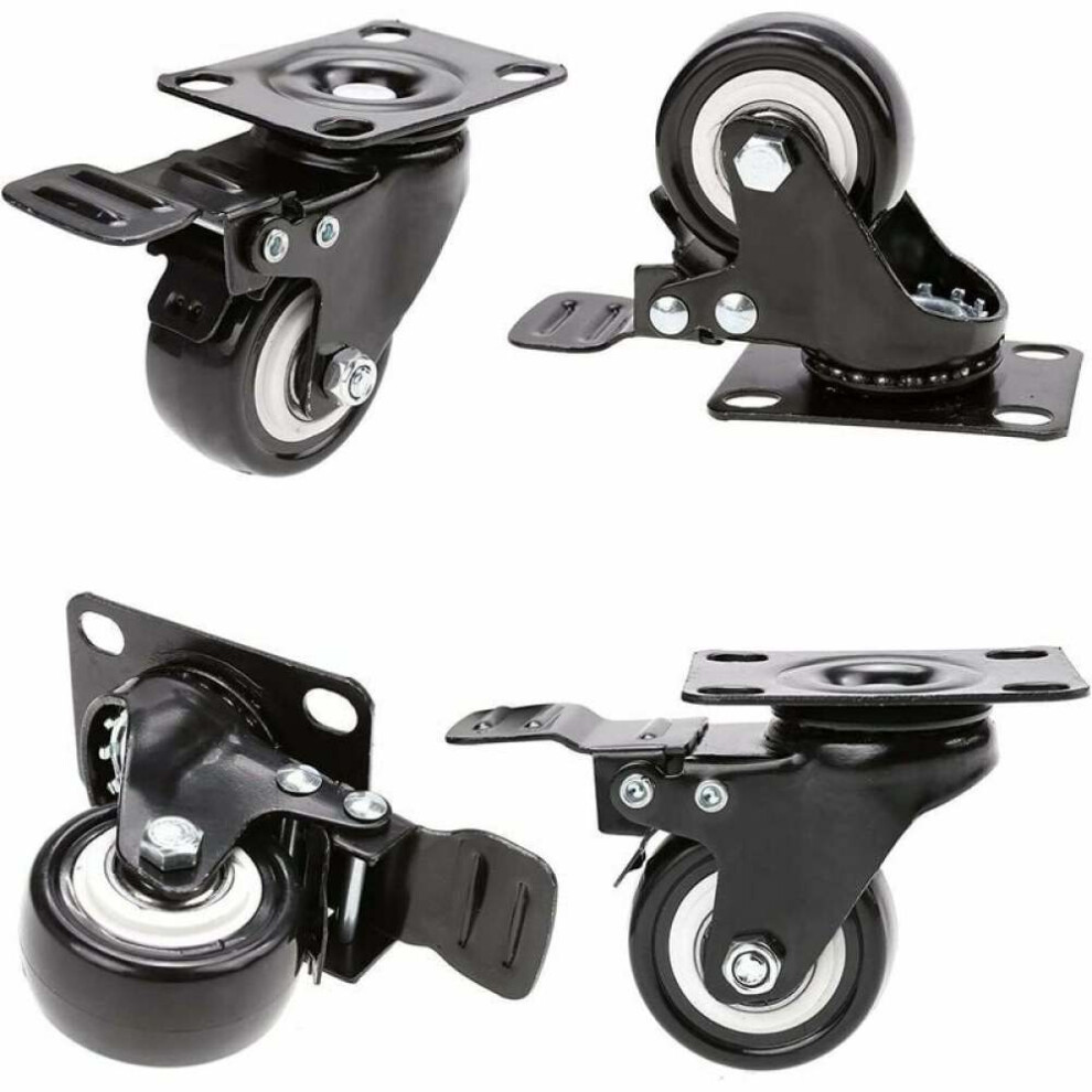 Polyurethane Wheels Swivel Caster Wheels For Furniture, Smooth Silent Rolling Galvanized Surface Treatment, Heavy Duty Casters With No Noise Double Ba 9454554113845