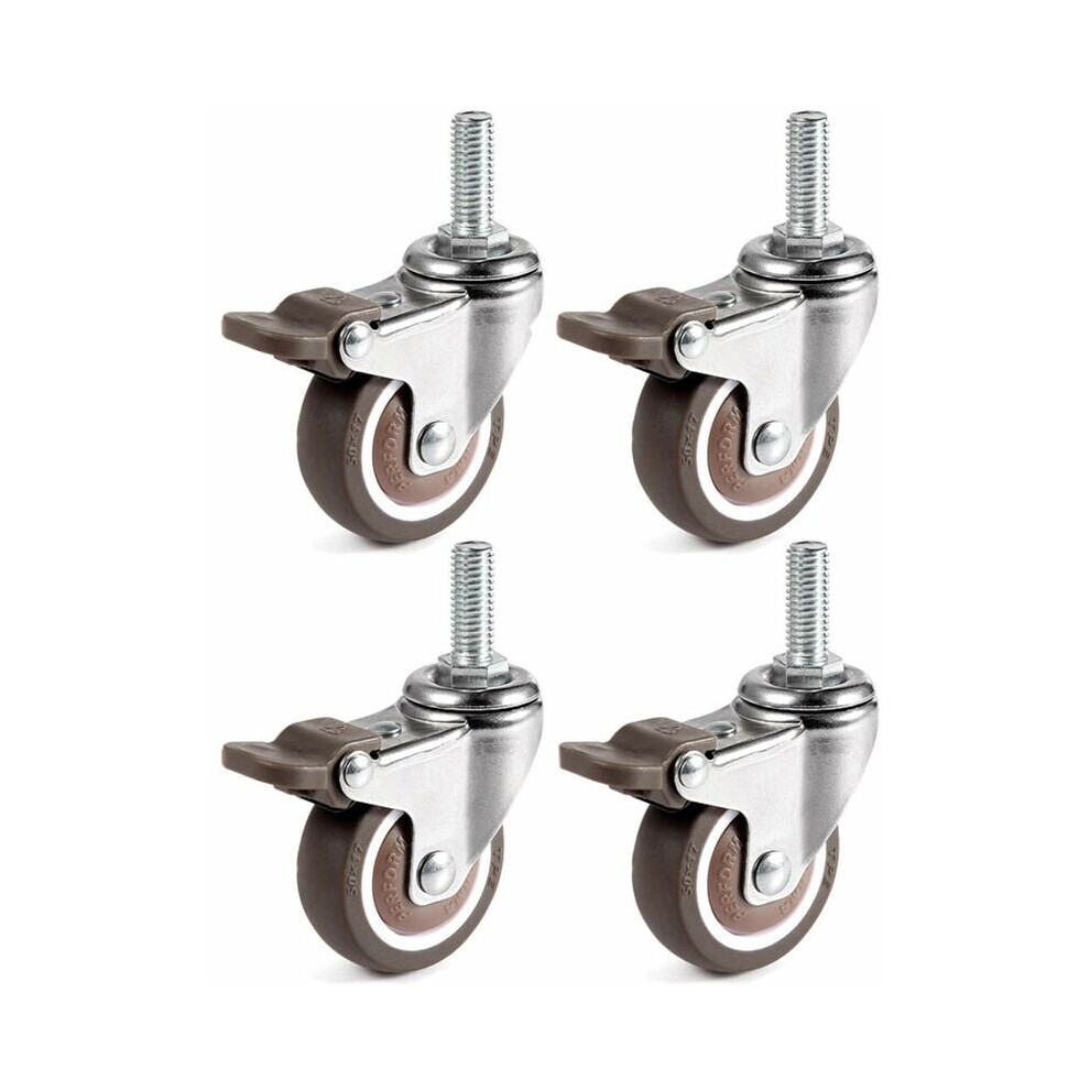 Mini Caster Wheels For Furniture, Ball Bearing Swivel Stem Casters Silent Tpe Rubber Low Profile For Rolling Trolley Small Shopping Cart (Set Of 4) 9454554113852