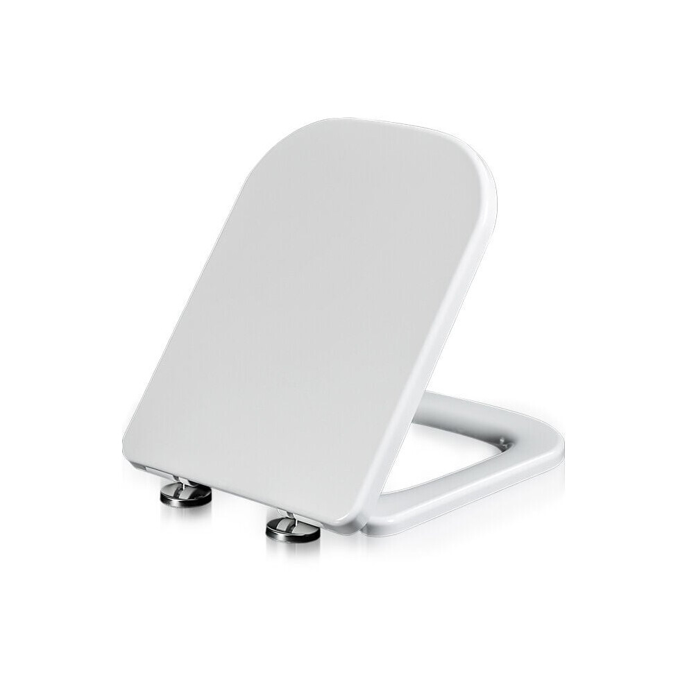Elegant Square Toilet Seat, Soft Close Design Ensures Quiet Operation, Antibacterial Thickened Soft Cover, Fits Most Standard Square And Round Toilets 9466005170673