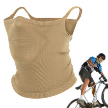 Fishing Face Cover with Ear Loops, Breathable Windproof Neck Gaiter Scarf for Hiking Cycling Khaki
