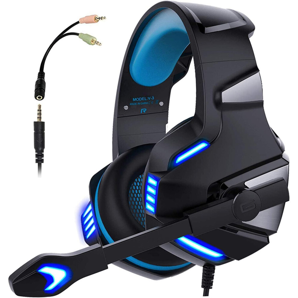 Noise Cancelling Gaming Headset With Microphone, Comfortable Overear Headphones For Pc, Laptop, Phone ( Blue) Black/Blue 9339159816837