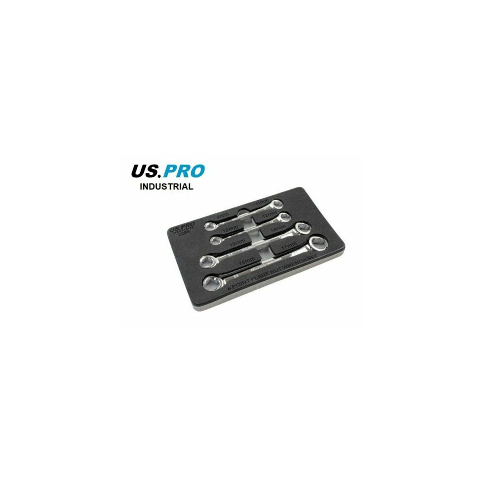 US PRO Flare Nut Wrench Spanner Set 4pc 6 Point In Eva Foam Tray 9mm-17mm 2289 - Image 6