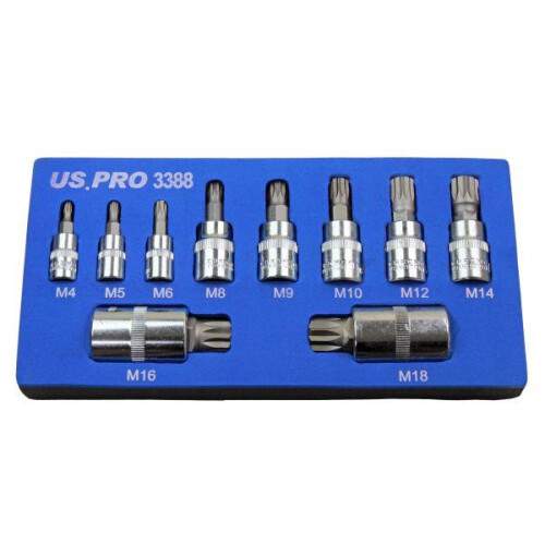 us pro 10pc Triple Square Spline Bit Sockets In Foam Tray 2