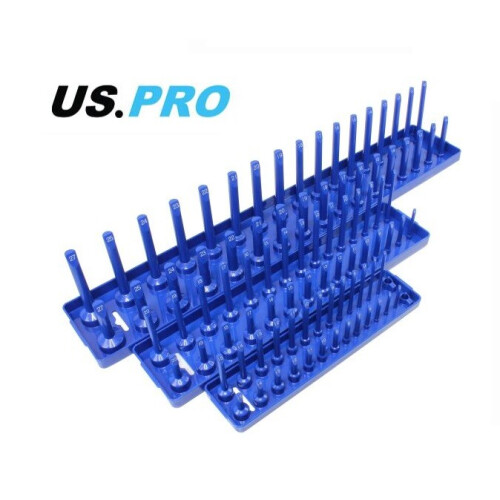 US PRO 3pc Socket Storage Rack Tray For 1/4" - 3/8" - 1/2" Sockets 1