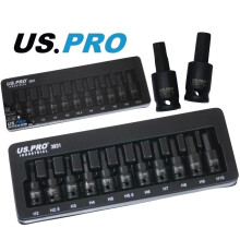 US PRO INDUSTRIAL 11PC 3/8” DR Impact Hex Bits Sockets H2 to H10 S2 Steel 3931