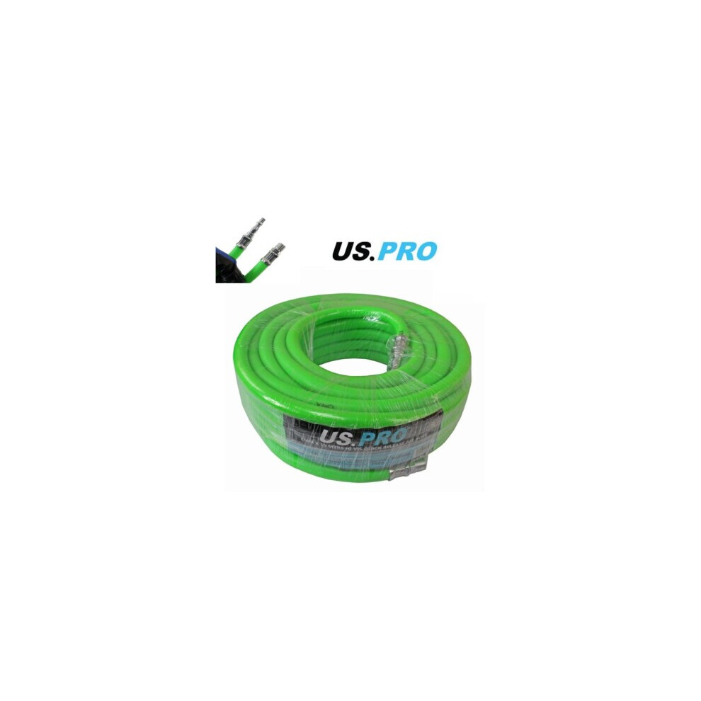 Us Pro Tools 8Mm X15 Meters Hi Vis Hybrid Quick Release Air Hose Green 5060478385578