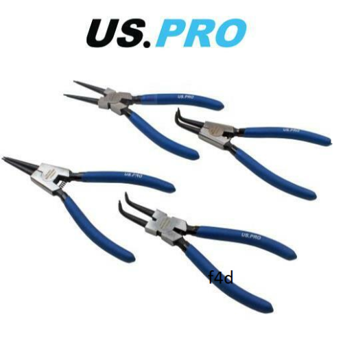 us pro US PRO Tools 4 Piece 7" Circlip Pliers Set - Internal External Bent & Straight 2256