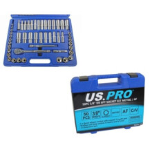 US Pro 50PC 3/8" DR 6PT Socket Set Metric/AF