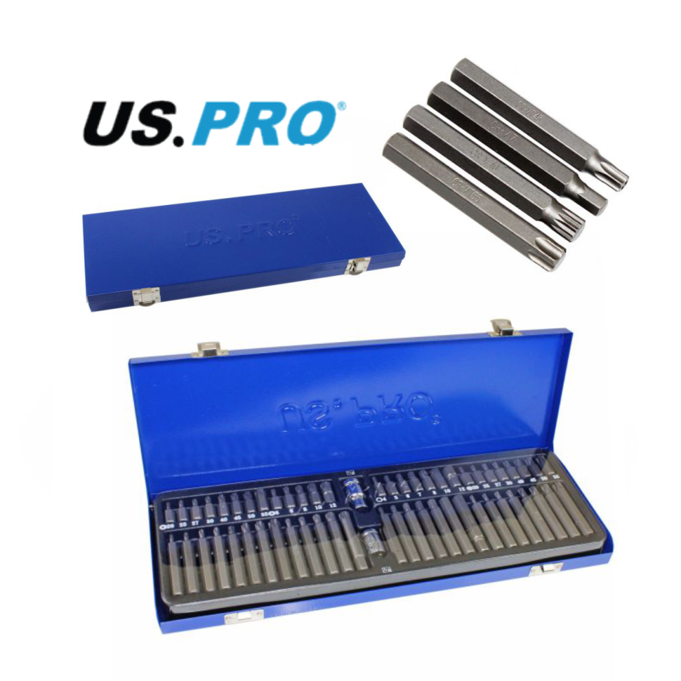 Us Pro Tools 58Pc Hex Allen Spline Torx And Security Star Bit Set New 1362
