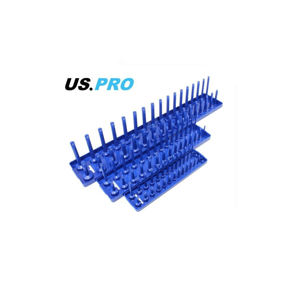 Us Pro 3Pc Socket Storage Rack Tray For 1/4" - 3/8" - 1/2" Sockets 5060478388364