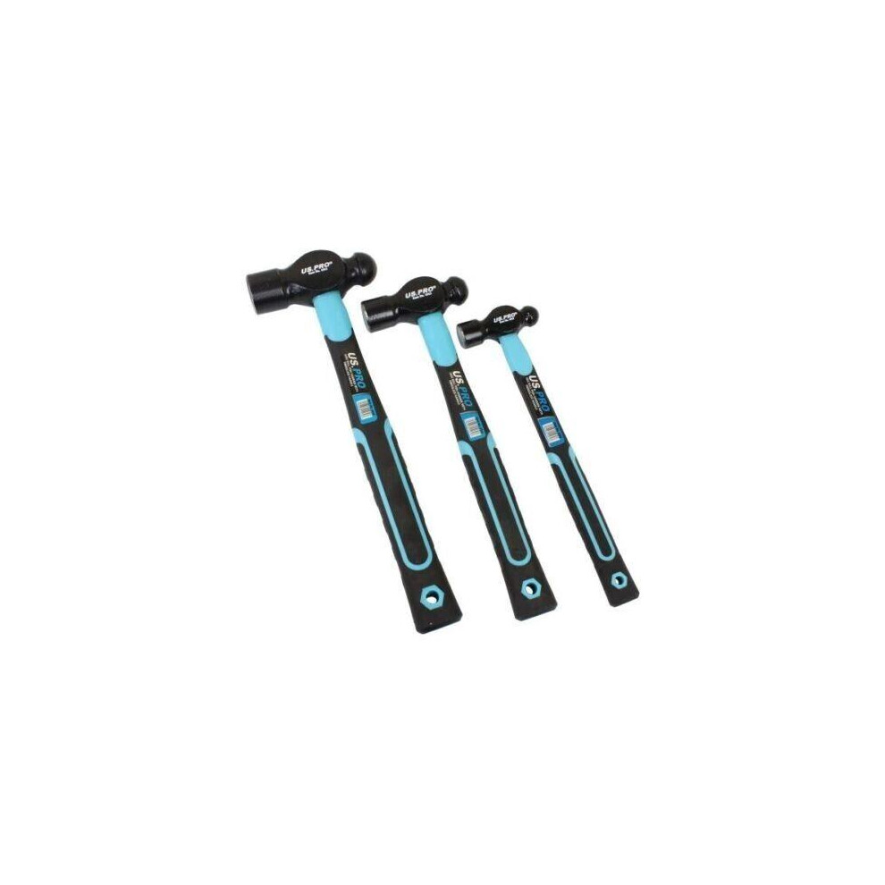 Us Pro Tools 3Pc Ball Pein Hammer With Fibreglass Handle 8, 16, 32Oz - Image 5