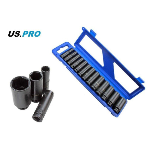 us pro US PRO Tools 13pc 1/2 dr Deep Impact Sockets SAE AF Imperial 6 point Hex 3424 2
