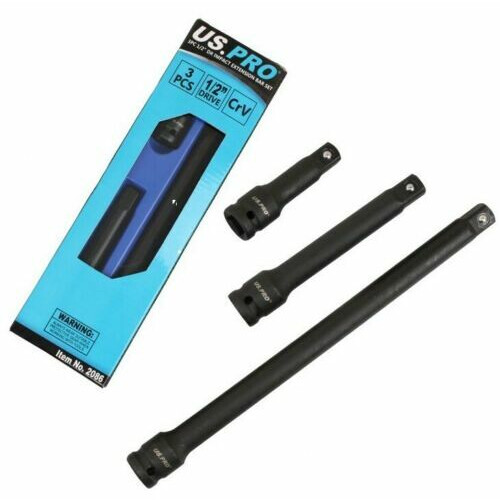 us pro US PRO 3PC 1/2" DR Impact Extension Bar Set 75, 125, 250mm 2086