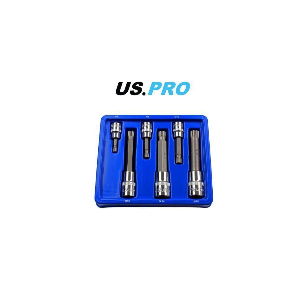 US PRO 6pc 3/8 & 1/2" dr Triple Square Spline Bit Socket Set 3228