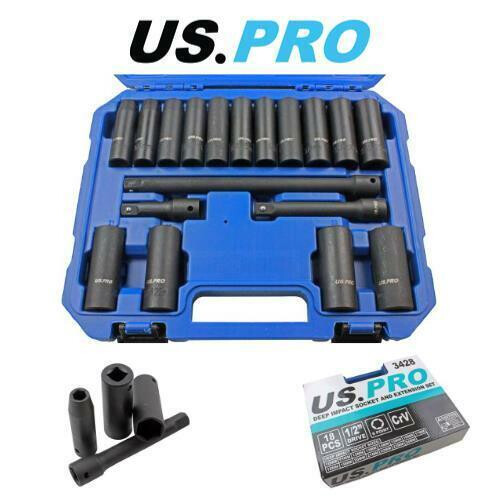us pro US PRO Tools 18PC 1/2" DR Deep impact Sockets 10 - 24mm And Extension Bar Set 3428 2
