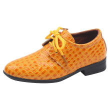 Boys Leather LaceUp Dress Shoes Low Heel Comfort for Dance Performance All Seasons Yellow 8 UK