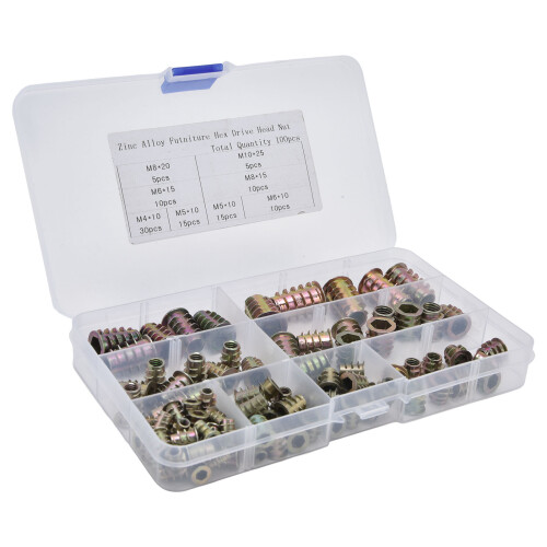 Ξύλινα ένθετα με σπείρωμα για έπιπλα Nutsert Kits Ένθετα βιδών Hex Drive Ένθετα