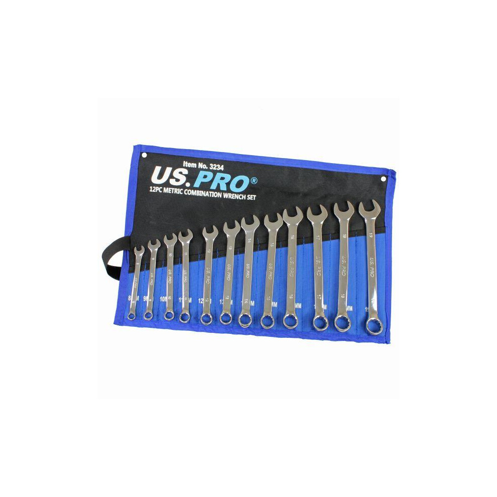 Us Pro Tools 14Pc Stubby Metric Combination Spanners Set 6-19Mm Foam Tray 2272