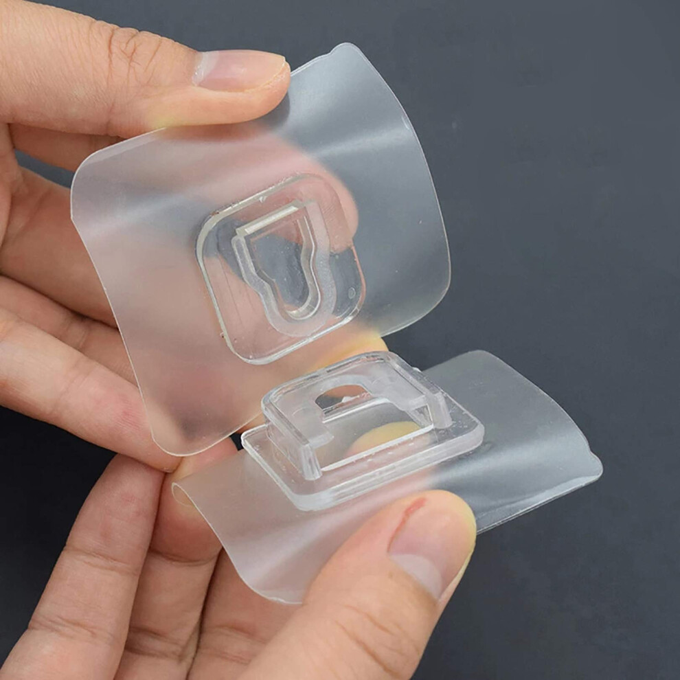 40Pcs Heavy Duty Adhesive Wall Hooks Transparent Double Sided No Drill Waterproof For Bathroom Kitchen 9323874602455