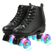 Classic Leather DoubleRow Roller Skates for Women and Men White Size 45