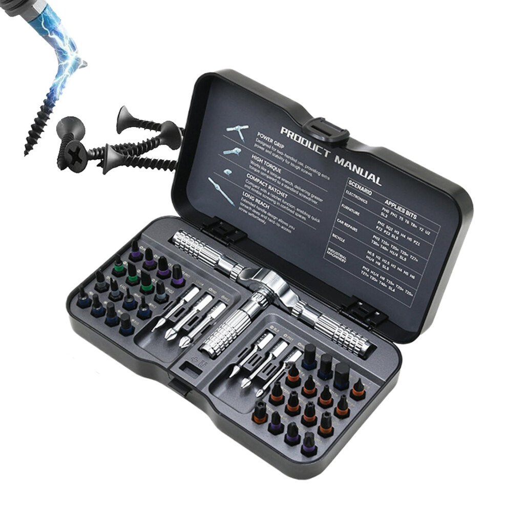 Magnetic Precision Screwdriver Set 40In1 With Ratchet, Ergonomic Grip, Magnetic Bit Lock For Electronics And Furniture 9323874601557