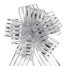 Fundițe decorative din organza, 4 bucăți, model argintiu, pentru decorațiuni de coșuri cadou de nuntă, 4 bucăți, aplicații largi în