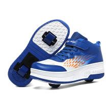 Kids Rechargeable Roller Skates Sneakers with Wheels for Boys Girls, 13 UK Blue