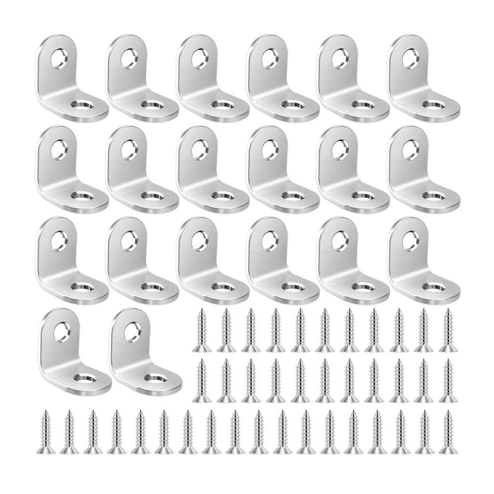Heavy Duty 90 Degree Right Angled Braces Reinforce Internal Metal Bracket, Stainless Steel Shelves Corner Brace Silver, 20 X 20 Mm (Pack Of 20) 9454554117928