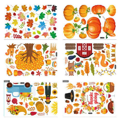 Window Clings, Fall Decorations With Reliable Material, Easy To Use For Home, Classroom, Office (Double Side Printed)