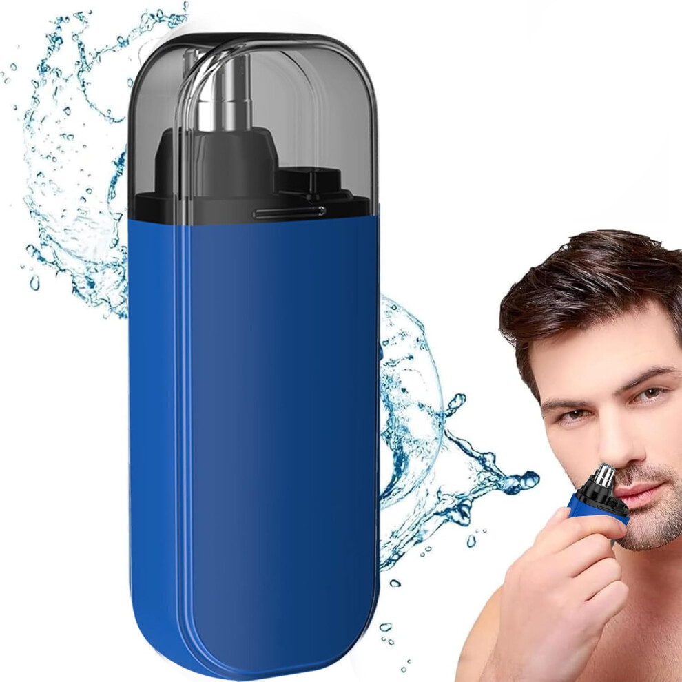 Nose Hair Trimmer for Men and Women, Cordless IPX7 Waterproof Precision Groomer with Rotary Blades (Blue)