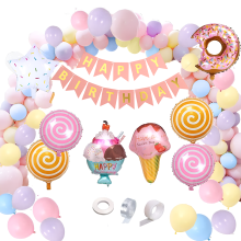 Deux guirlandes sucrées pour fêtes sur le thème des bonbons, ballons gonflables à l'hélium avec spirales suspendues, décorations d'anniversaire