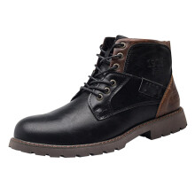 Men's Waterproof Leather Ankle Boots with Side Zip and Laces, NonSlip Winter Shoes UK 12.5