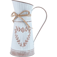 Galvanisert melkekanne i gårdshusstil, metallblomstervase med vintage shabby design for rustikk hjeminnredning