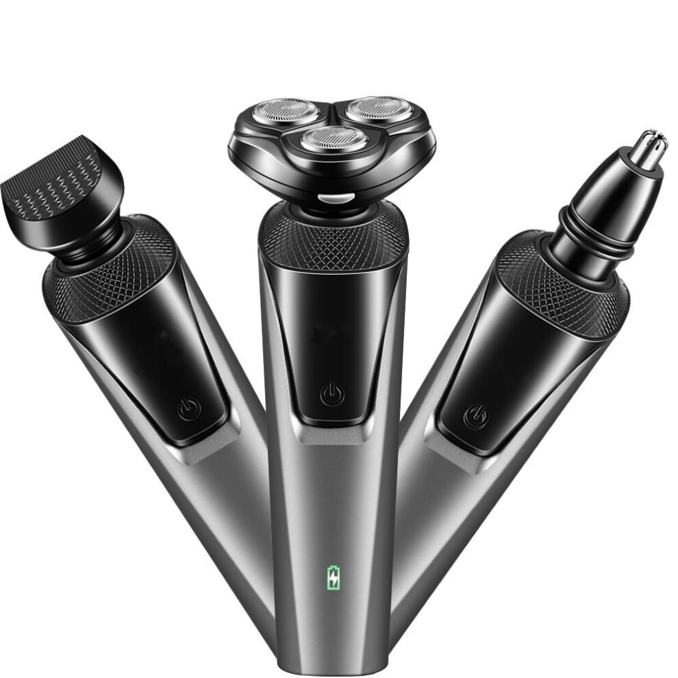 Electric Shaver for Men USB Rechargeable 3in1 Beard Trimmer Wet/Dry Waterproof Grooming Kit