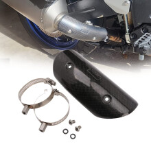 Carbon Fiber Motorcycle Exhaust Heat Shield Guard Cover Protector for Street Bikes 194x77mm