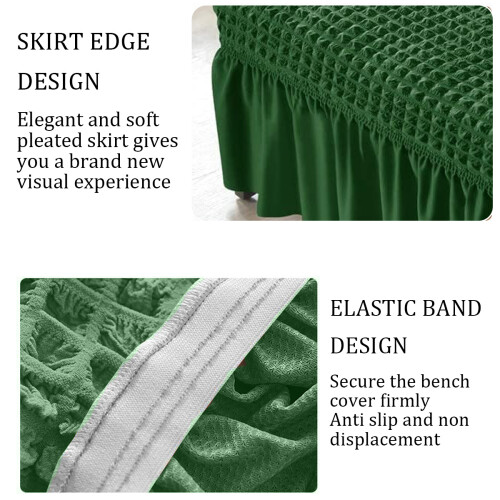 Capa de banco em tecido elástico com saia, capa protetora de spandex para banco de jantar, capa de assento retangular elástica com design elegante 1