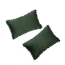 Fețe de pernă vintage Farmhouse Boho, catifea moale cu fermoar ascuns, set de 2, verde închis, 45x45 cm, design elegant rafinat pentru sufragerie,