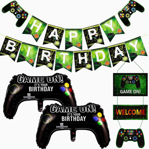 Διακόσμηση για πάρτι γενεθλίων Gamer, είδη πάρτι βιντεοπαιχνιδιών για αγόρια με 1