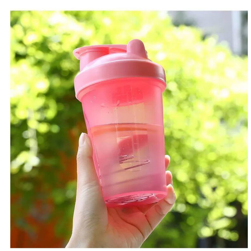 Pink Protein Shaker Bottle With Whisk Ball, Bpa Sports Shaker Cup For Workout Drinks, 16Oz